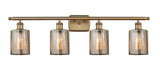 516-4W-BB-G116 4-Light 36" Brushed Brass Bath Vanity Light - Mercury Cobbleskill Glass - LED Bulb - Dimmensions: 36 x 8 x 11 - Glass Up or Down: Yes