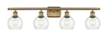 516-4W-BB-G122-6 4-Light 36" Brushed Brass Bath Vanity Light - Clear Athens Glass - LED Bulb - Dimmensions: 36 x 7.125 x 9.375 - Glass Up or Down: Yes