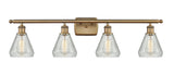 516-4W-BB-G275 4-Light 36" Brushed Brass Bath Vanity Light - Clear Crackle Conesus Glass - LED Bulb - Dimmensions: 36 x 7 x 12 - Glass Up or Down: Yes