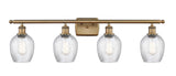 516-4W-BB-G292 4-Light 36" Brushed Brass Bath Vanity Light - Clear Spiral Fluted Salina Glass - LED Bulb - Dimmensions: 36 x 6.5 x 12 - Glass Up or Down: Yes