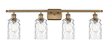 516-4W-BB-G352 4-Light 36" Brushed Brass Bath Vanity Light - Clear Waterglass Candor Glass - LED Bulb - Dimmensions: 36 x 8 x 11 - Glass Up or Down: Yes