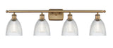 516-4W-BB-G382 4-Light 36" Brushed Brass Bath Vanity Light - Clear Castile Glass - LED Bulb - Dimmensions: 36 x 8 x 11 - Glass Up or Down: Yes
