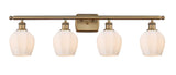 516-4W-BB-G461-6 4-Light 36" Brushed Brass Bath Vanity Light - Cased Matte White Norfolk Glass - LED Bulb - Dimmensions: 36 x 7 x 10 - Glass Up or Down: Yes