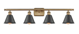 516-4W-BB-M8-BK 4-Light 36" Brushed Brass Bath Vanity Light - Matte Black Smithfield Shade - LED Bulb - Dimmensions: 36 x 8 x 11 - Glass Up or Down: Yes