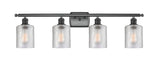 516-4W-BK-G112 4-Light 36" Matte Black Bath Vanity Light - Clear Cobbleskill Glass - LED Bulb - Dimmensions: 36 x 8 x 11 - Glass Up or Down: Yes