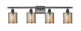 516-4W-BK-G116 4-Light 36" Matte Black Bath Vanity Light - Mercury Cobbleskill Glass - LED Bulb - Dimmensions: 36 x 8 x 11 - Glass Up or Down: Yes