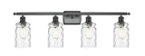 516-4W-BK-G352 4-Light 36" Matte Black Bath Vanity Light - Clear Waterglass Candor Glass - LED Bulb - Dimmensions: 36 x 8 x 11 - Glass Up or Down: Yes