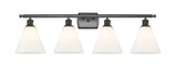 516-4W-BK-GBC-81 4-Light 38" Matte Black Bath Vanity Light - Matte White Cased Ballston Cone Glass - LED Bulb - Dimmensions: 38 x 8.125 x 11.25 - Glass Up or Down: Yes