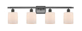 516-4W-OB-G111 4-Light 36" Oil Rubbed Bronze Bath Vanity Light - Matte White Cobbleskill Glass - LED Bulb - Dimmensions: 36 x 8 x 11 - Glass Up or Down: Yes