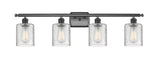 516-4W-OB-G112 4-Light 36" Oil Rubbed Bronze Bath Vanity Light - Clear Cobbleskill Glass - LED Bulb - Dimmensions: 36 x 8 x 11 - Glass Up or Down: Yes