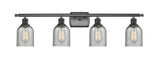 516-4W-OB-G257 4-Light 36" Oil Rubbed Bronze Bath Vanity Light - Charcoal Caledonia Glass - LED Bulb - Dimmensions: 36 x 6.5 x 12 - Glass Up or Down: Yes