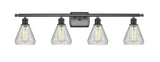 516-4W-OB-G275 4-Light 36" Oil Rubbed Bronze Bath Vanity Light - Clear Crackle Conesus Glass - LED Bulb - Dimmensions: 36 x 7 x 12 - Glass Up or Down: Yes
