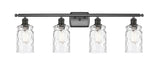 516-4W-OB-G352 4-Light 36" Oil Rubbed Bronze Bath Vanity Light - Clear Waterglass Candor Glass - LED Bulb - Dimmensions: 36 x 8 x 11 - Glass Up or Down: Yes