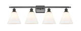 516-4W-OB-GBC-81 4-Light 38" Oil Rubbed Bronze Bath Vanity Light - Matte White Cased Ballston Cone Glass - LED Bulb - Dimmensions: 38 x 8.125 x 11.25 - Glass Up or Down: Yes