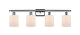 516-4W-PC-G111 4-Light 36" Polished Chrome Bath Vanity Light - Matte White Cobbleskill Glass - LED Bulb - Dimmensions: 36 x 8 x 11 - Glass Up or Down: Yes