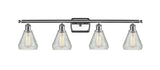 516-4W-PC-G275 4-Light 36" Polished Chrome Bath Vanity Light - Clear Crackle Conesus Glass - LED Bulb - Dimmensions: 36 x 7 x 12 - Glass Up or Down: Yes
