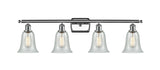 516-4W-PC-G2812 4-Light 36" Polished Chrome Bath Vanity Light - Fishnet Hanover Glass - LED Bulb - Dimmensions: 36 x 7.5 x 13 - Glass Up or Down: Yes