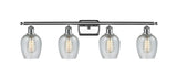 516-4W-PC-G292 4-Light 36" Polished Chrome Bath Vanity Light - Clear Spiral Fluted Salina Glass - LED Bulb - Dimmensions: 36 x 6.5 x 12 - Glass Up or Down: Yes