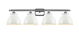 4-Light 38" Polished Chrome Bath Vanity Light - White Adirondack Shade - LED Bulb