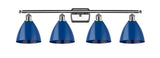 516-4W-PC-MBD-75-BL 4-Light 37.5" Polished Chrome Bath Vanity Light - Blue Plymouth Dome Shade - LED Bulb - Dimmensions: 37.5 x 7.875 x 10.75 - Glass Up or Down: Yes