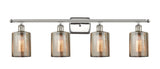 516-4W-PN-G116 4-Light 36" Polished Nickel Bath Vanity Light - Mercury Cobbleskill Glass - LED Bulb - Dimmensions: 36 x 8 x 11 - Glass Up or Down: Yes