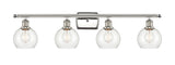 516-4W-PN-G122-6 4-Light 36" Polished Nickel Bath Vanity Light - Clear Athens Glass - LED Bulb - Dimmensions: 36 x 7.125 x 9.375 - Glass Up or Down: Yes