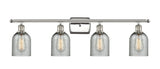 516-4W-PN-G257 4-Light 36" Polished Nickel Bath Vanity Light - Charcoal Caledonia Glass - LED Bulb - Dimmensions: 36 x 6.5 x 12 - Glass Up or Down: Yes