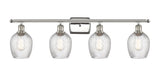 516-4W-PN-G292 4-Light 36" Polished Nickel Bath Vanity Light - Clear Spiral Fluted Salina Glass - LED Bulb - Dimmensions: 36 x 6.5 x 12 - Glass Up or Down: Yes