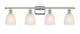 516-4W-PN-G441 4-Light 36" Polished Nickel Bath Vanity Light - White Brookfield Glass - LED Bulb - Dimmensions: 36 x 8 x 11 - Glass Up or Down: Yes