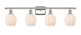 516-4W-PN-G461-6 4-Light 36" Polished Nickel Bath Vanity Light - Cased Matte White Norfolk Glass - LED Bulb - Dimmensions: 36 x 7 x 10 - Glass Up or Down: Yes