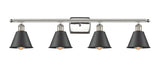 516-4W-PN-M8-BK 4-Light 36" Polished Nickel Bath Vanity Light - Matte Black Smithfield Shade - LED Bulb - Dimmensions: 36 x 8 x 11 - Glass Up or Down: Yes