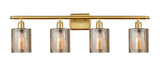 516-4W-SG-G116 4-Light 36" Satin Gold Bath Vanity Light - Mercury Cobbleskill Glass - LED Bulb - Dimmensions: 36 x 8 x 11 - Glass Up or Down: Yes