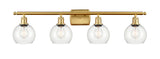 516-4W-SG-G122-6 4-Light 36" Satin Gold Bath Vanity Light - Clear Athens Glass - LED Bulb - Dimmensions: 36 x 7.125 x 9.375 - Glass Up or Down: Yes