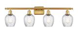 516-4W-SG-G292 4-Light 36" Satin Gold Bath Vanity Light - Clear Spiral Fluted Salina Glass - LED Bulb - Dimmensions: 36 x 6.5 x 12 - Glass Up or Down: Yes