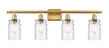 516-4W-SG-G352 4-Light 36" Satin Gold Bath Vanity Light - Clear Waterglass Candor Glass - LED Bulb - Dimmensions: 36 x 8 x 11 - Glass Up or Down: Yes