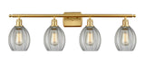 516-4W-SG-G82 4-Light 36" Satin Gold Bath Vanity Light - Clear Eaton Glass - LED Bulb - Dimmensions: 36 x 8 x 11 - Glass Up or Down: Yes