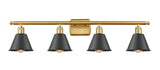 4-Light 36" Satin Gold Bath Vanity Light - Matte Black Smithfield Shade - LED Bulbs