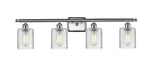 516-4W-SN-G112 4-Light 36" Brushed Satin Nickel Bath Vanity Light - Clear Cobbleskill Glass - LED Bulb - Dimmensions: 36 x 8 x 11 - Glass Up or Down: Yes