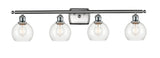 516-4W-SN-G122-6 4-Light 36" Brushed Satin Nickel Bath Vanity Light - Clear Athens Glass - LED Bulb - Dimmensions: 36 x 7.125 x 9.375 - Glass Up or Down: Yes