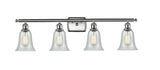 516-4W-SN-G2812 4-Light 36" Brushed Satin Nickel Bath Vanity Light - Fishnet Hanover Glass - LED Bulb - Dimmensions: 36 x 7.5 x 13 - Glass Up or Down: Yes