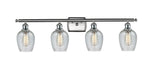516-4W-SN-G292 4-Light 36" Brushed Satin Nickel Bath Vanity Light - Clear Spiral Fluted Salina Glass - LED Bulb - Dimmensions: 36 x 6.5 x 12 - Glass Up or Down: Yes