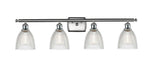 516-4W-SN-G382 4-Light 36" Brushed Satin Nickel Bath Vanity Light - Clear Castile Glass - LED Bulb - Dimmensions: 36 x 8 x 11 - Glass Up or Down: Yes