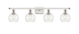 516-4W-WPC-G122-6 4-Light 36" White and Polished Chrome Bath Vanity Light - Clear Athens Glass - LED Bulb - Dimmensions: 36 x 7.125 x 9.375 - Glass Up or Down: Yes