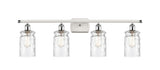 516-4W-WPC-G352 4-Light 36" White and Polished Chrome Bath Vanity Light - Clear Waterglass Candor Glass - LED Bulb - Dimmensions: 36 x 8 x 11 - Glass Up or Down: Yes