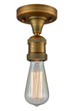 1-Light 4.5" Antique Brass Semi-Flush Mount - Bare Bulb LED