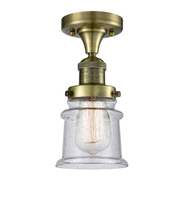 1-Light 6" Antique Brass Semi-Flush Mount - Seedy Small Canton Glass LED