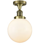 517-1CH-AB-G201-8-LED 8" 1-Light Antique Brass LED Semi-Flush Mount LED
