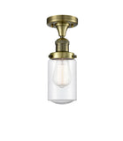 1-Light 4.5" Antique Brass Semi-Flush Mount - Seedy Dover Glass LED