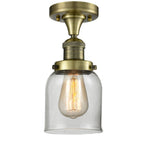 1-Light 5" Antique Brass Semi-Flush Mount - Clear Small Bell Glass LED