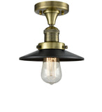 1-Light 7" Railroad Semi-Flush Mount - Cone Matte Black Glass - Choice of Finish And Incandesent Or LED Bulbs